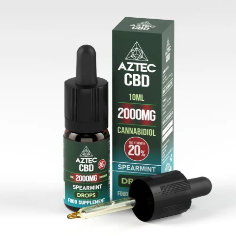 Aztec  C B D  Drops  Label 2000 M G  S P E A R M I N T