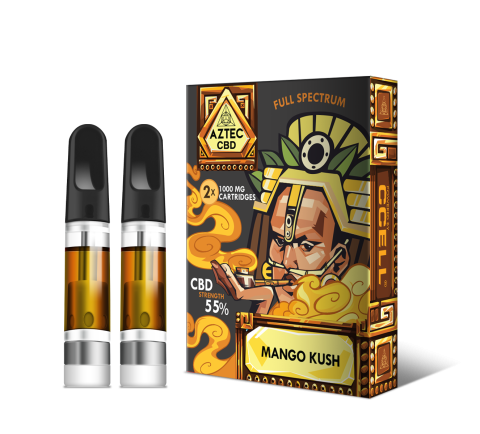 Aztec  Mango  Kush 55  Cbd  Vaping  Kit  Refill 2  Pack