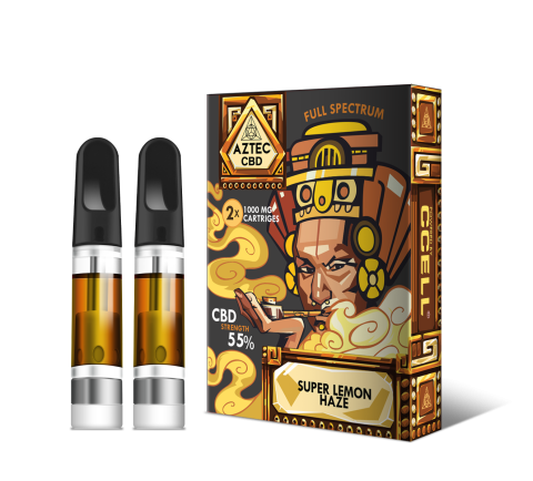 Aztec  Super  Lemon  Haze 55  Cbd  Vaping  Kit  Refill 2  Pack