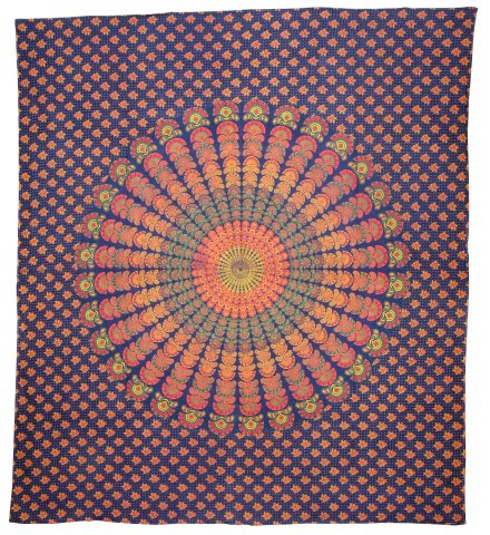 Barmeri  Peacock  Design  Single  Layer  Double  Bed  Cover