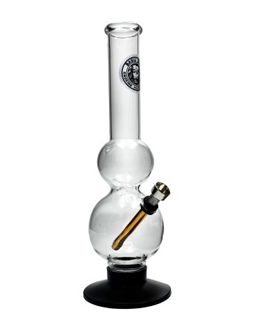 Double  Bubble  Straight  Neck  Glass  Bong 27cm