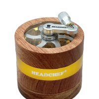 Headchef  Woodsman 62mm 4  Part  Herb  Grinder  With  Full  Swing  Hand  Crank  Gold