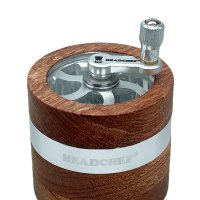 Headchef  Woodsman 62mm 4  Part  Herb  Grinder  With  Full  Swing  Hand  Crank  Silver