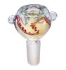 Glass  Bowl  Pale  Blue   Amp   Red  Spiral 14 5mm  Grind