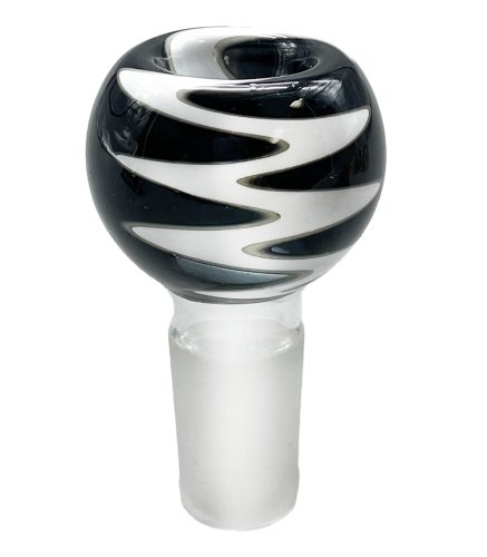Glass  Bowl  Black   Amp   White  Zig  Zag 18 8mm  Grind