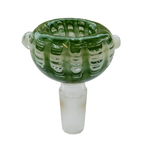 Glass  Bowl  Green   Amp   White  Patterned 14 5mm  Grind