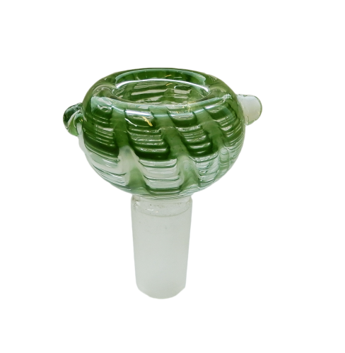 Glass  Bowl  Light  Green   Amp   White  Patterned 14 5mm  Grind
