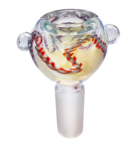 Glass  Bowl  Pale  Blue   Amp   Red  Spiral 18 8mm  Grind