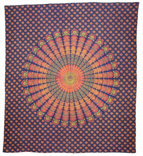 Barmeri  Peacock  Design  Single  Layer  Double  Bed  Cover