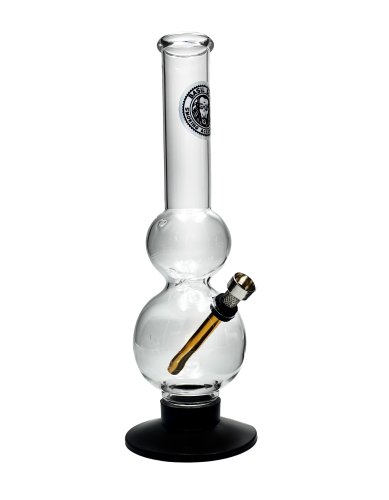 Double  Bubble  Straight  Neck  Glass  Bong 27cm