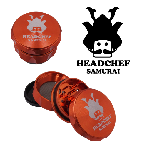 Headchef  Samurai 55mm 4  Part  Metal  Grinder  Orange