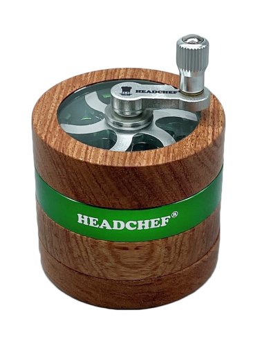 Headchef  Woodsman 62mm 4  Part  Herb  Grinder  With  Full  Swing  Hand  Crank  Green2