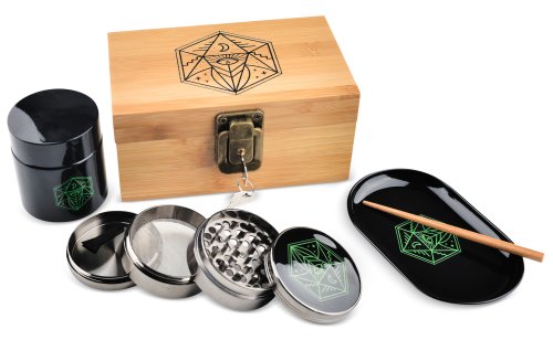 Leaf  Way 5  In 1  Bamboo  Rolling  Box  Gift  Set 1